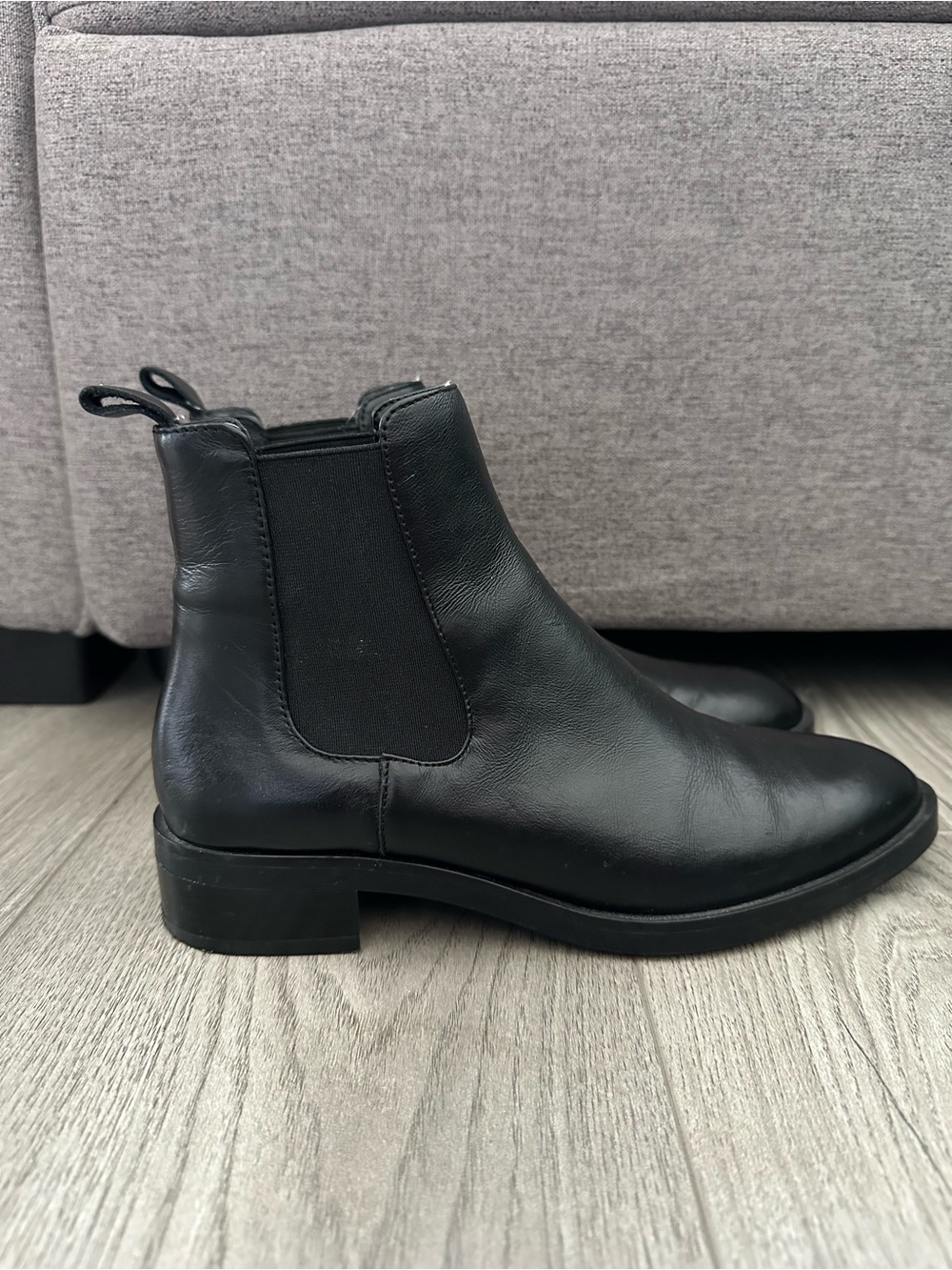 Zara Black Leather Chelsea Ankle Boots